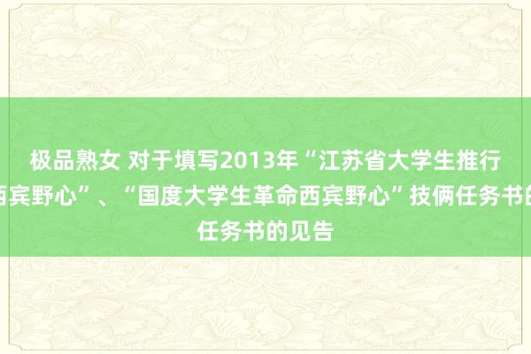 极品熟女 对于填写2013年“江苏省大学生推行革命西宾野心”、“国度大学生革命西宾野心”技俩任务书的见告