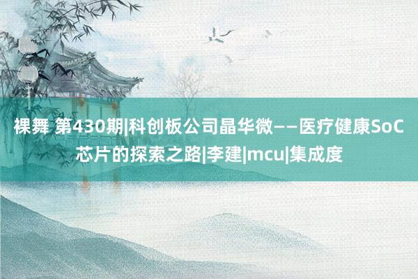 裸舞 第430期|科创板公司晶华微——医疗健康SoC芯片的探索之路|李建|mcu|集成度