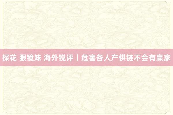 探花 眼镜妹 海外锐评丨危害各人产供链不会有赢家