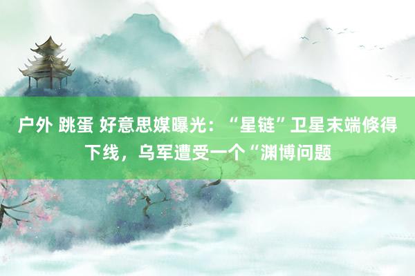 户外 跳蛋 好意思媒曝光：“星链”卫星末端倏得下线，乌军遭受