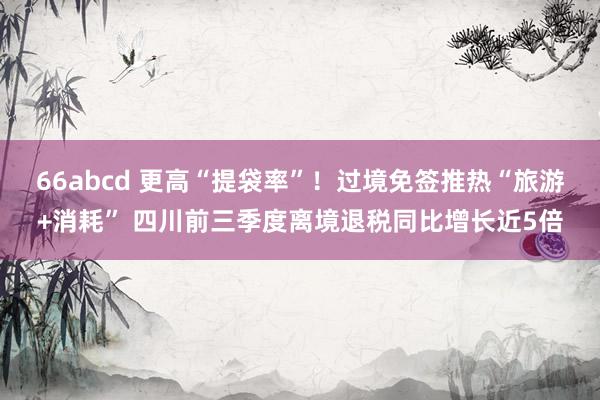 66abcd 更高“提袋率”！过境免签推热“旅游+消耗” 四