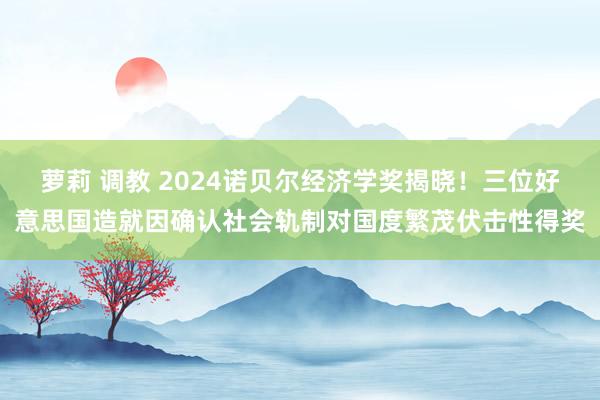 萝莉 调教 2024诺贝尔经济学奖揭晓！三位好意思国造就因确